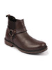 Men Brown High Ankle Genuine Leather Side Ring Buckle Design Slip On Chelsea Work Boots