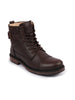 Men Brown High Top Genuine Leather 7-Eye Lace Up Buckle Strap Work Cap Toe Winter Flat Boots