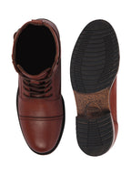 Shop Men Tan High Top Genuine Leather 7-Eye Lace Up Buckle Strap Work Cap Toe Winter Flat Boots Online.