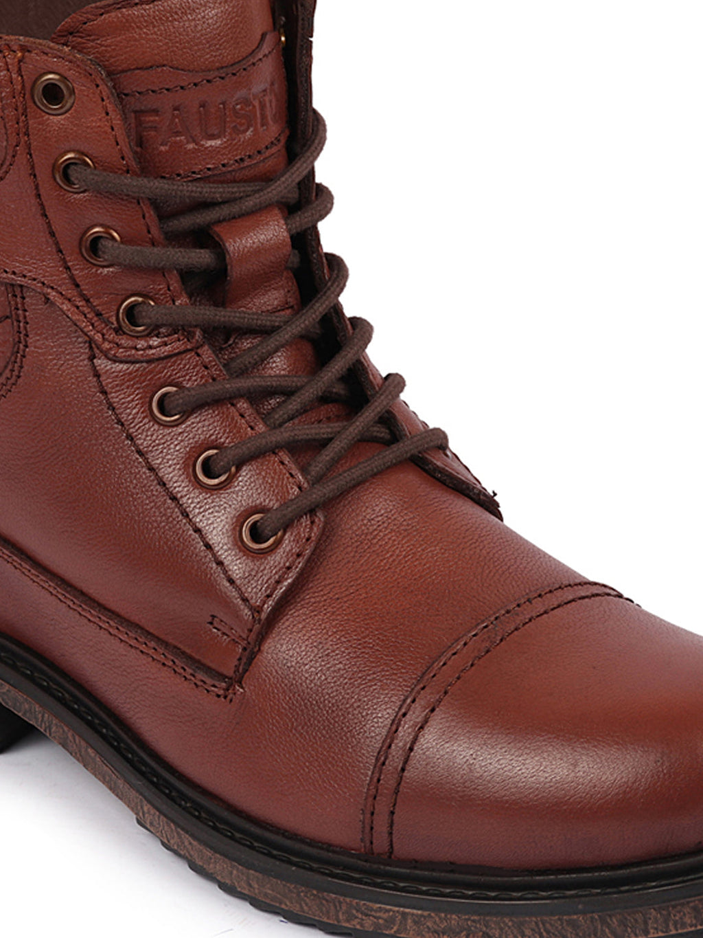 Shop Men Tan High Top Genuine Leather 7-Eye Lace Up Buckle Strap Work Cap Toe Winter Flat Boots Online.