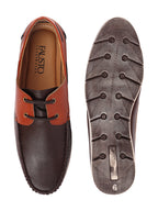 Shop Men Brown Side Lace Stitched Design Lace Up Boat Shoes Online.