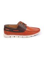 Shop Men Tan Side Lace Stitched Design Lace Up Boat Shoes Online.