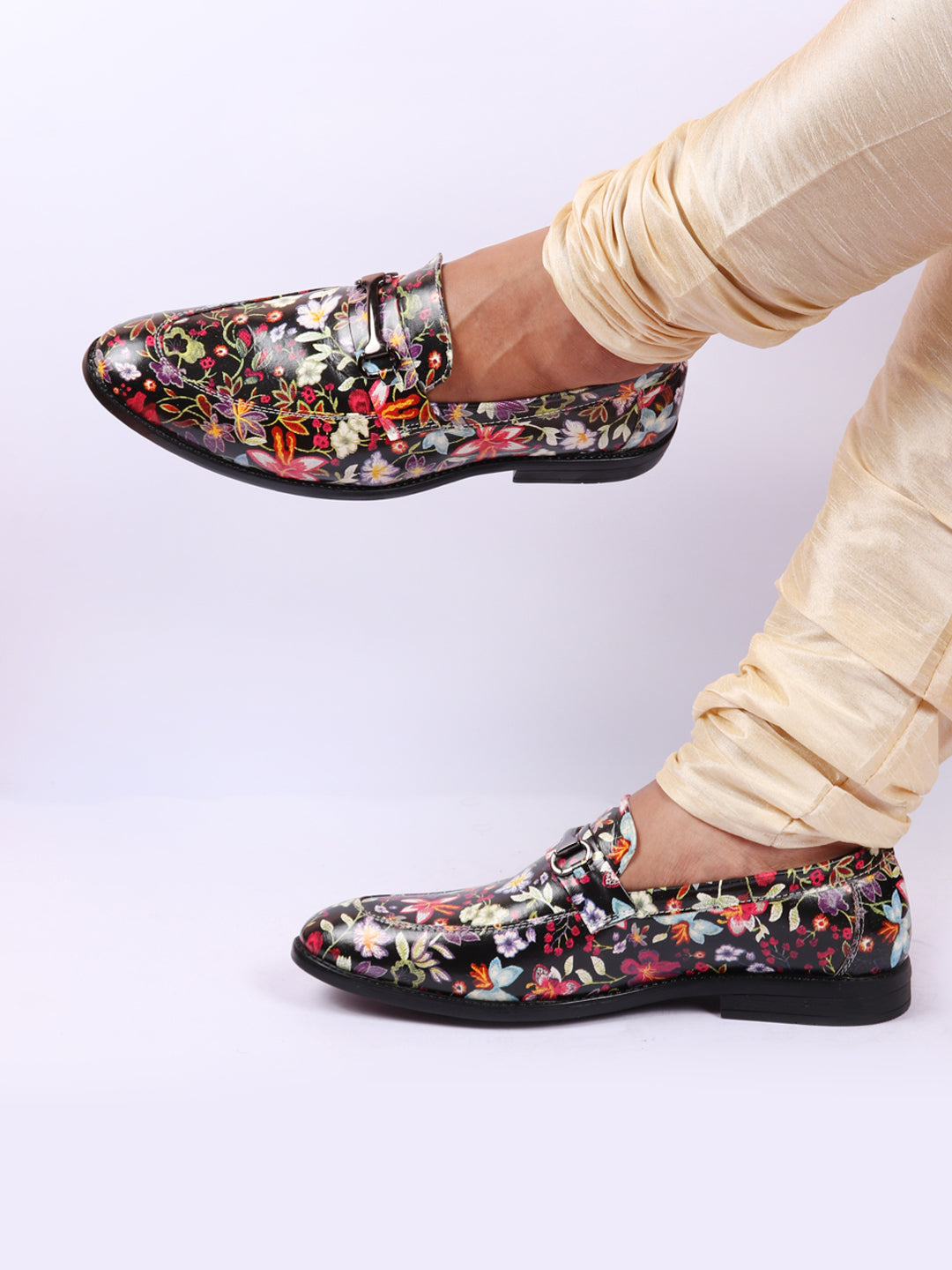 Buy Men Black Floral Print Weekend Evening Party Shoes Loafers