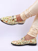 Men Olive Floral Print Horsebit Buckle Weekend Wedding Evening Party Shoes Loafers