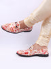 Men Red Floral Print Horsebit Buckle Weekend Wedding Evening Party Shoes Loafers