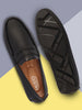 Men Black Hand Stitched Comfort Loafer and Moccasin Shoes