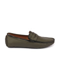 Men Olive Hand Stitched Comfort Loafer and Moccasin Shoes