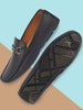 Men Blue Casual Slip On Textured Stitched Design Driving Loafer and Moccasin Shoes