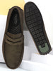 Men Mehandi Suede Leather Side Stitched Driving Loafer and Moccasin