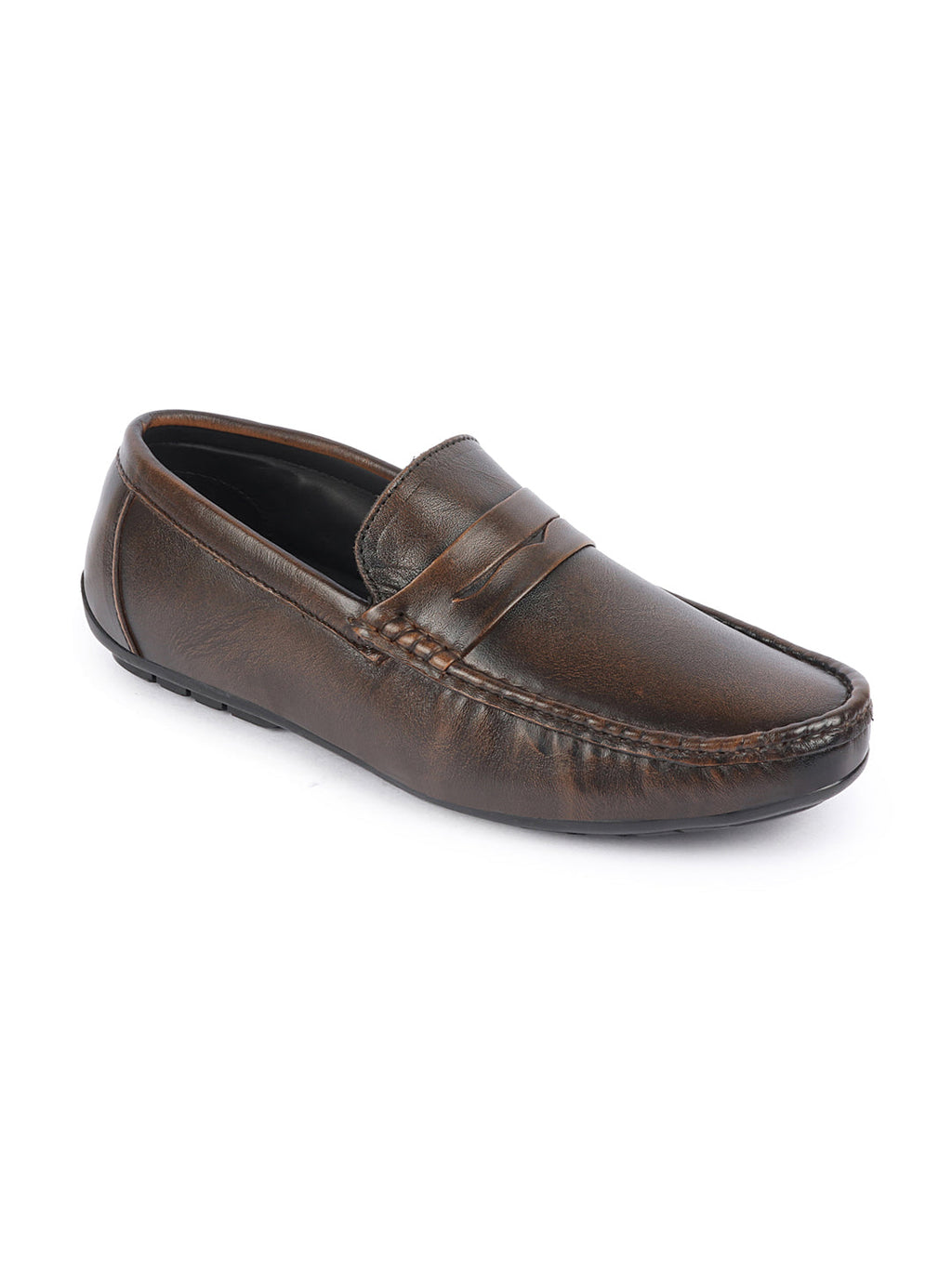 Shop Men Tan Classic Genuine Leather Slip on Loafer Shoes Online.
