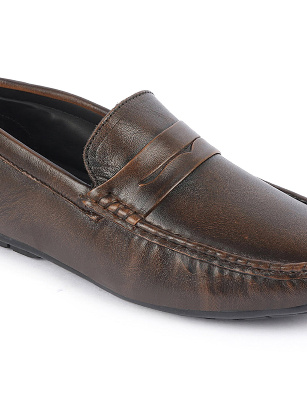 Shop Men Tan Classic Genuine Leather Slip on Loafer Shoes Online.