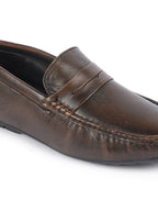 Shop Men Tan Classic Genuine Leather Slip on Loafer Shoes Online.
