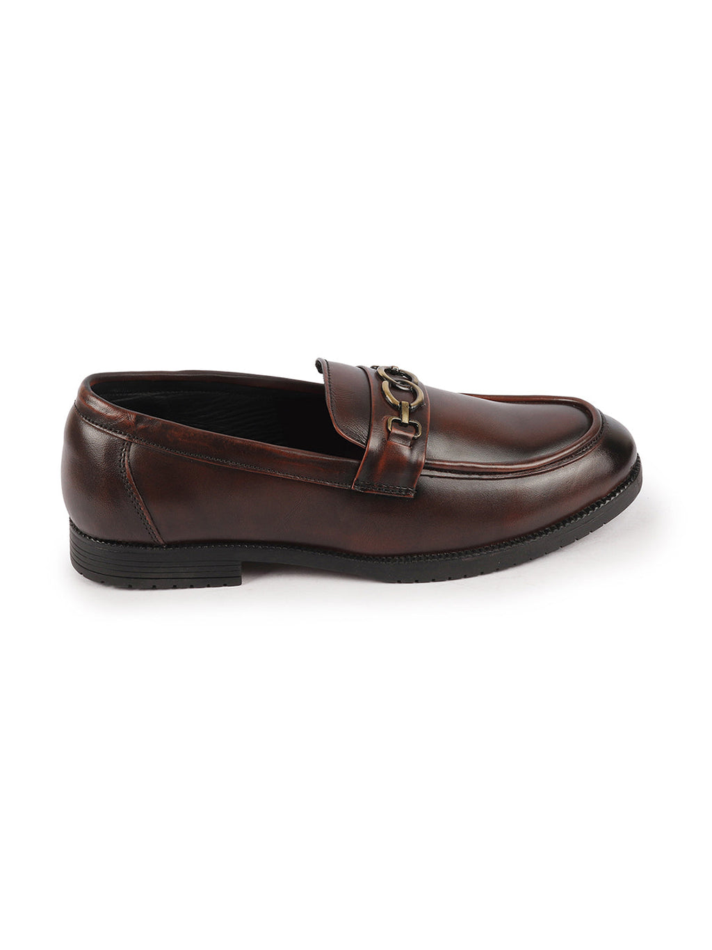 Shop Men Brown Wedding Party Genuine Leather Buckle Slip On Loafer Shoes Online.
