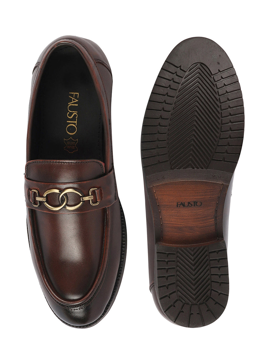 Shop Men Brown Wedding Party Genuine Leather Buckle Slip On Loafer Shoes Online.