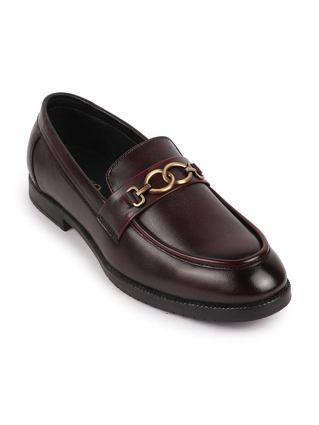 Shop Men Cherry Wedding Party Genuine Leather Buckle Slip On Loafer Shoes Online.
