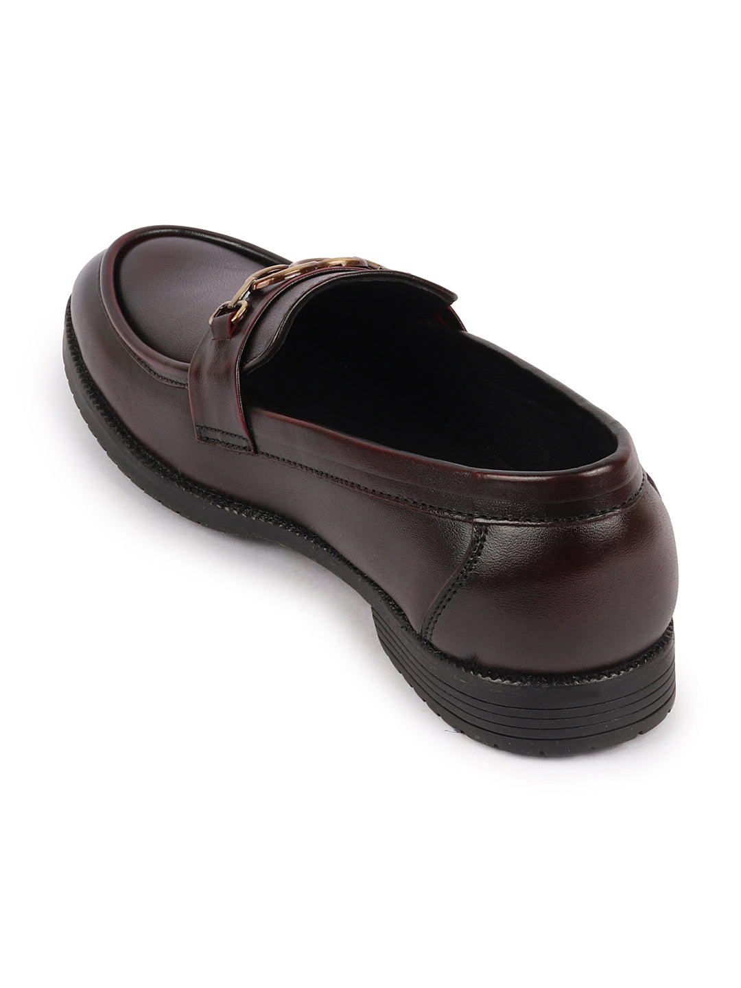 Shop Men Cherry Wedding Party Genuine Leather Buckle Slip On Loafer Shoes Online.