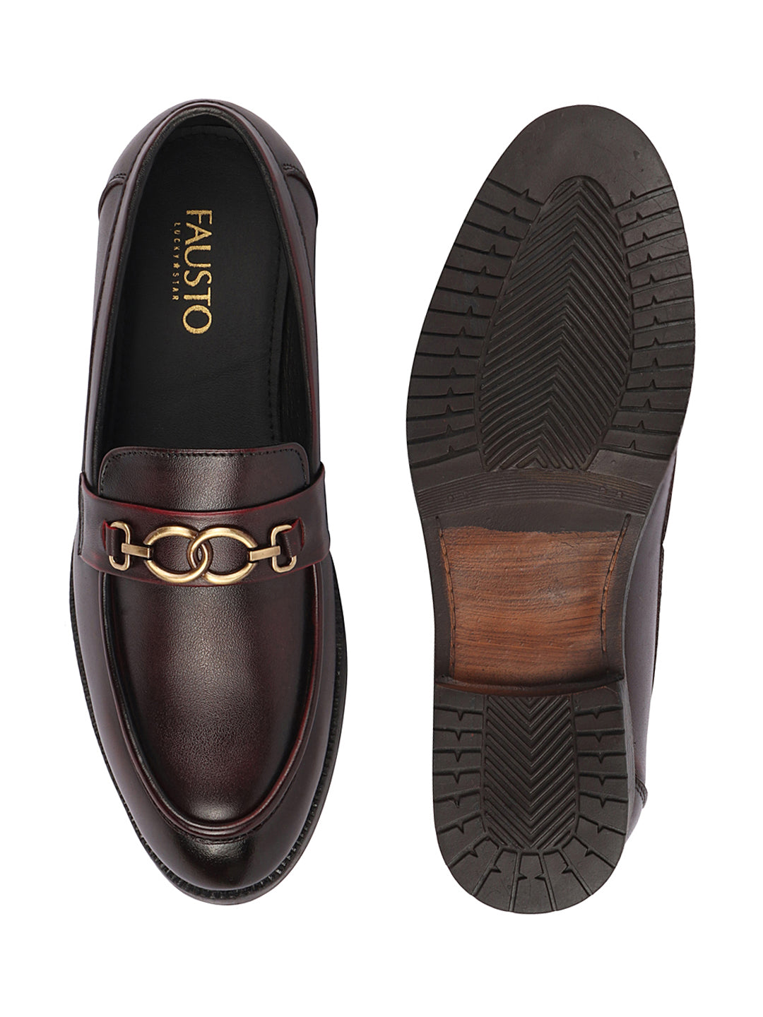 Shop Men Cherry Wedding Party Genuine Leather Buckle Slip On Loafer Shoes Online.