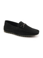 Shop Men Black Horsebit Buckle Suede Leather Slip On Driving Loafers Online.