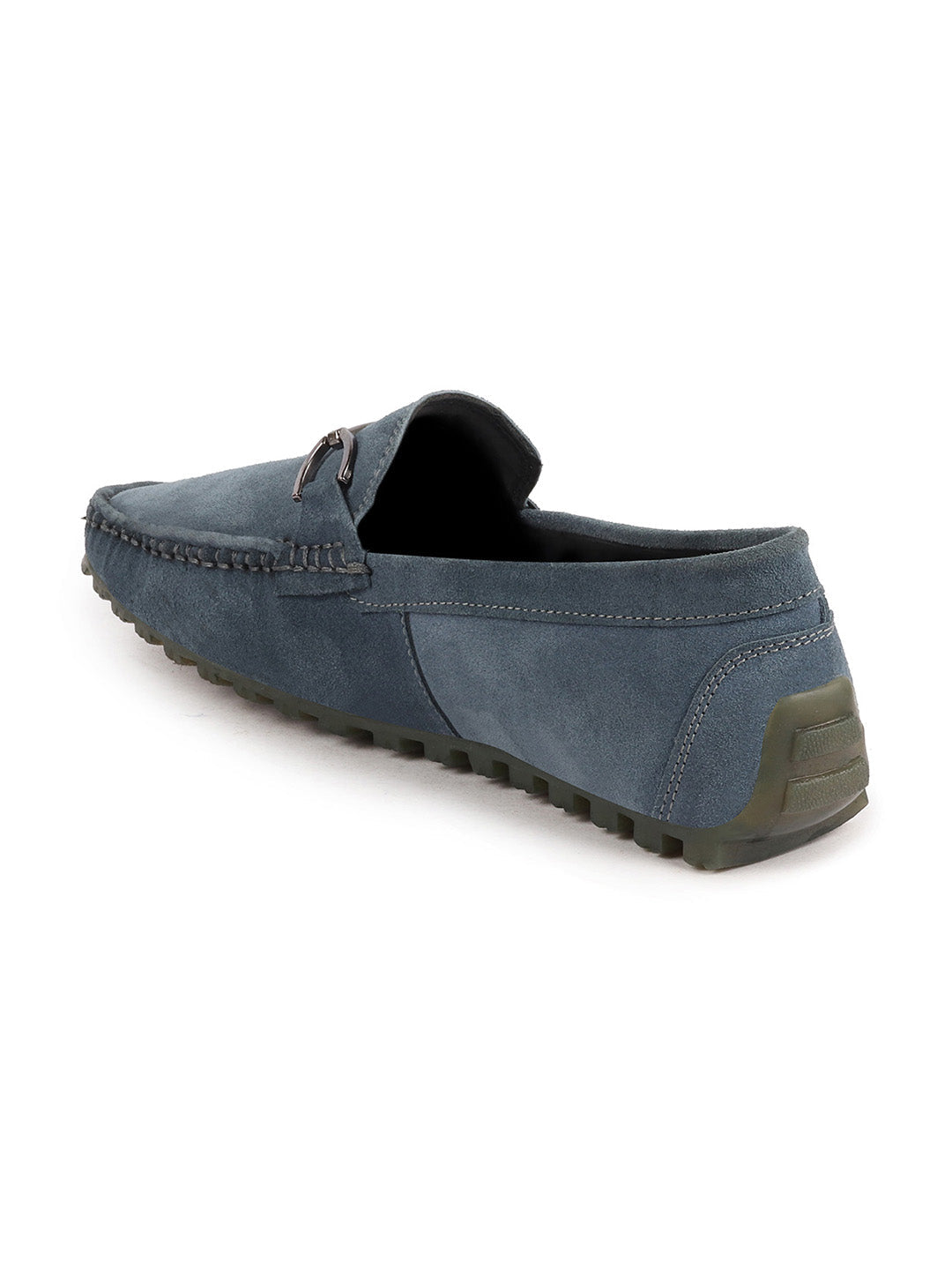 Shop Men Grey Horsebit Buckle Suede Leather Slip On Driving Loafers Online.