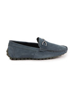 Shop Men Grey Horsebit Buckle Suede Leather Slip On Driving Loafers Online.
