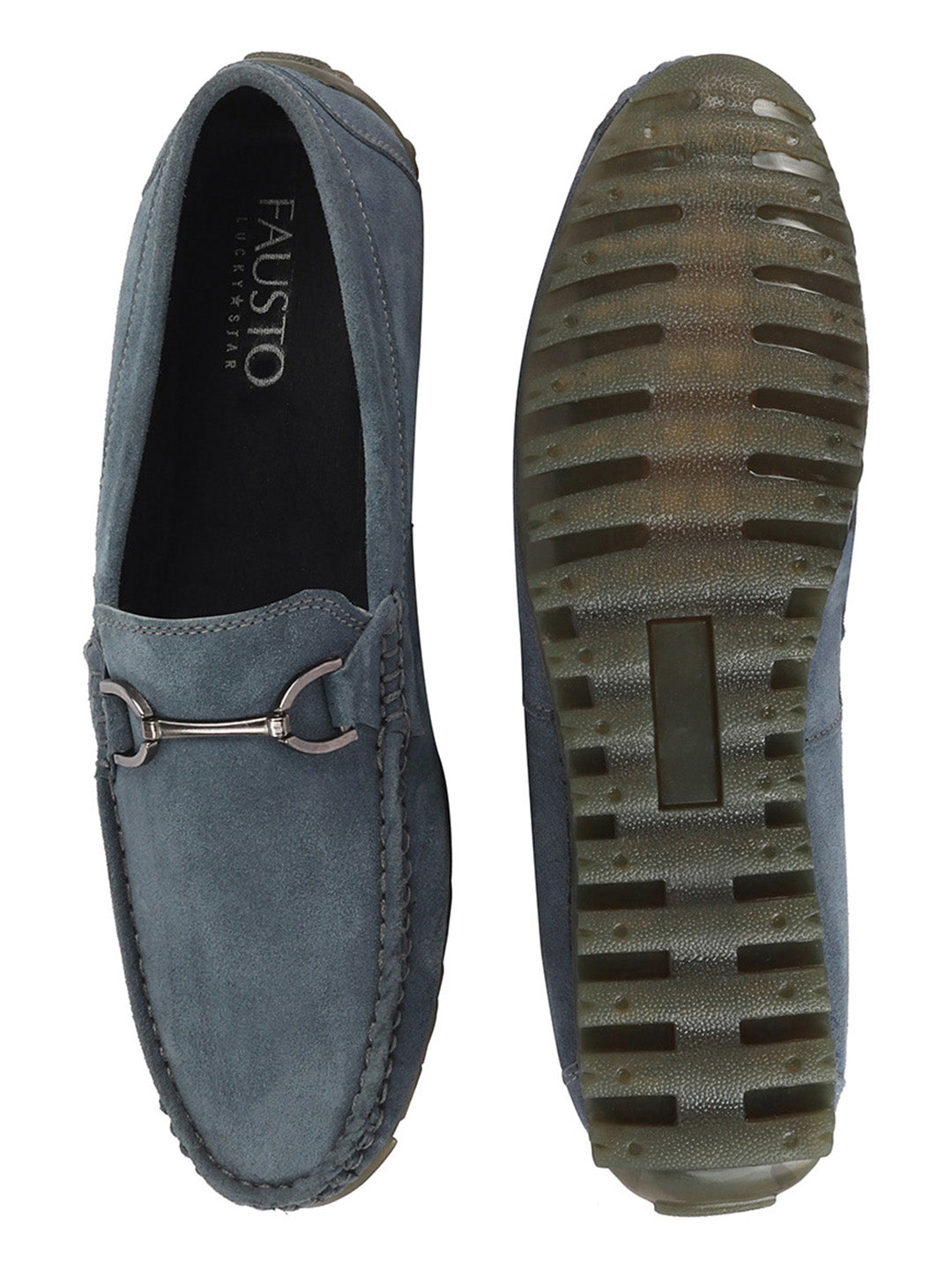 Shop Men Grey Horsebit Buckle Suede Leather Slip On Driving Loafers Online.