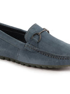 Shop Men Grey Horsebit Buckle Suede Leather Slip On Driving Loafers Online.