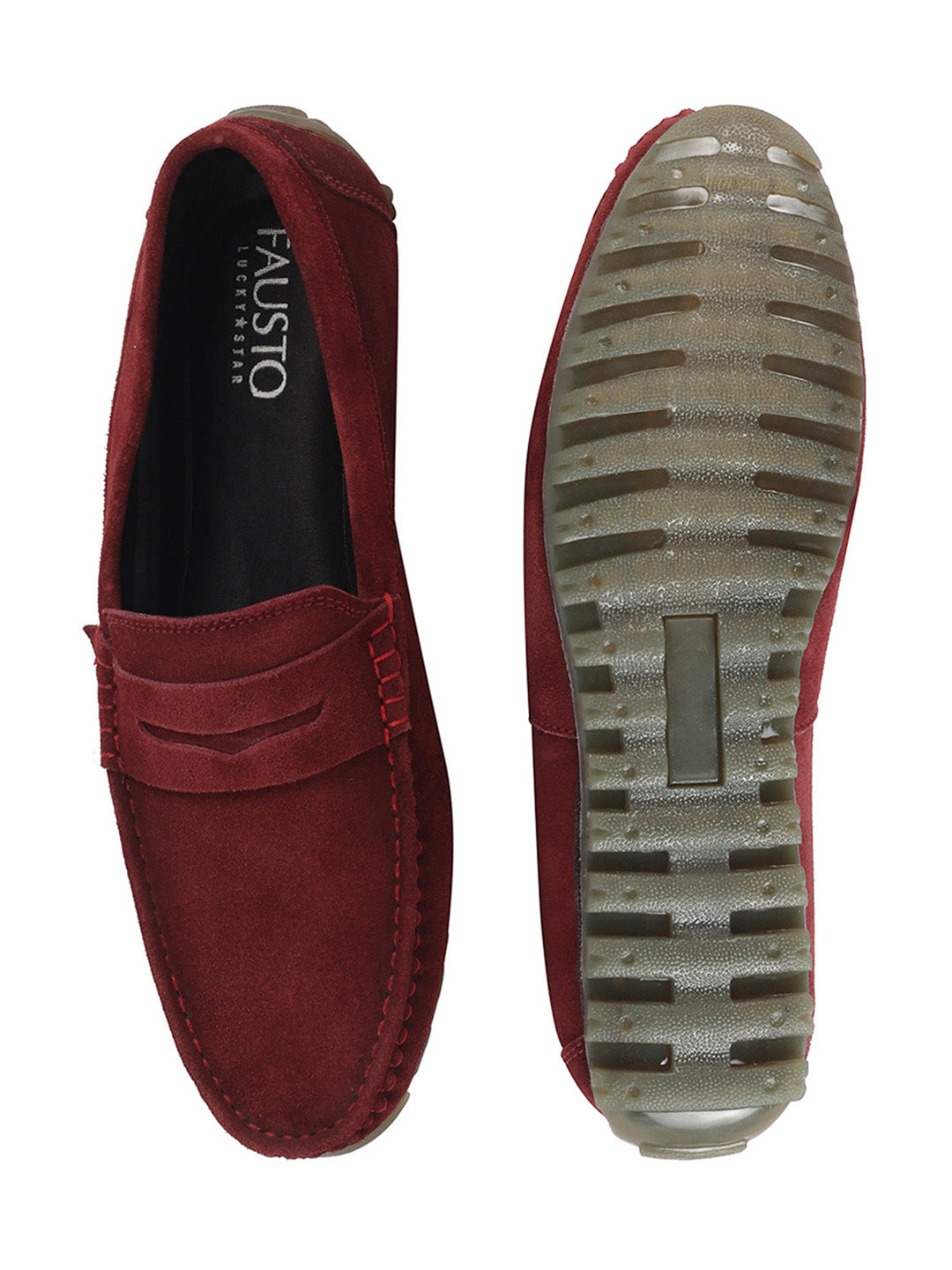 Shop Men Cherry Suede Leather Side Stitched Slip On Driving Loafers and Mocassin Online.