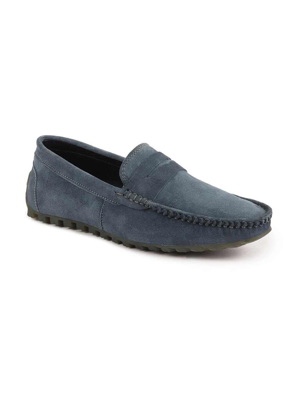 Shop Men Grey Suede Leather Side Stitched Slip On Driving Loafers and Mocassin Online.