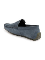 Shop Men Grey Suede Leather Side Stitched Slip On Driving Loafers and Mocassin Online.