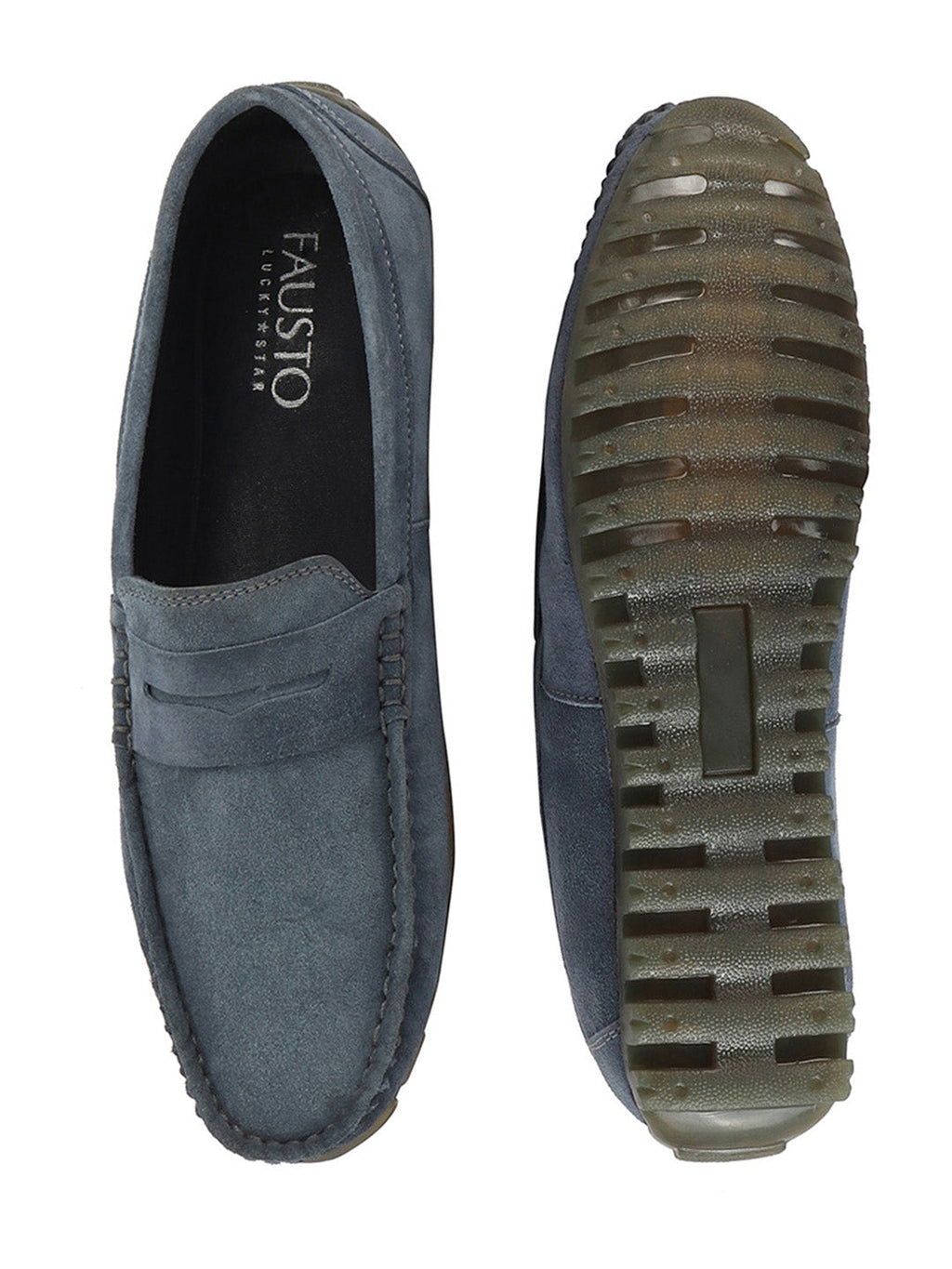 Shop Men Grey Suede Leather Side Stitched Slip On Driving Loafers and Mocassin Online.