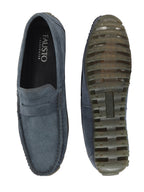 Shop Men Grey Suede Leather Side Stitched Slip On Driving Loafers and Mocassin Online.
