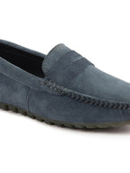 Shop Men Grey Suede Leather Side Stitched Slip On Driving Loafers and Mocassin Online.