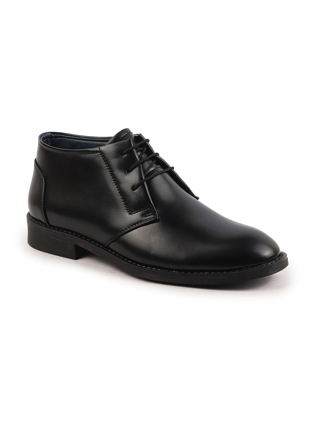 Shop Men Black Classic Trendy Mid Ankle Lace Up Chukka Boot With TPR Welted Sole Online.