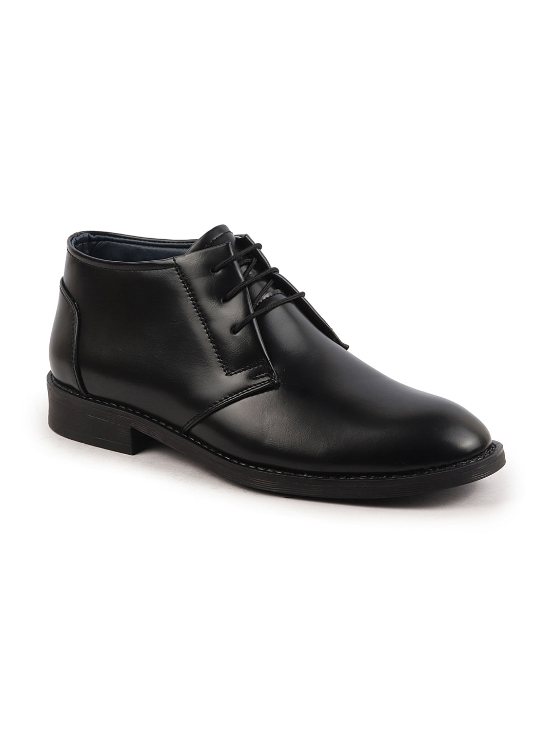 Shop Men Black Classic Trendy Mid Ankle Lace Up Chukka Boot With TPR Welted Sole Online.