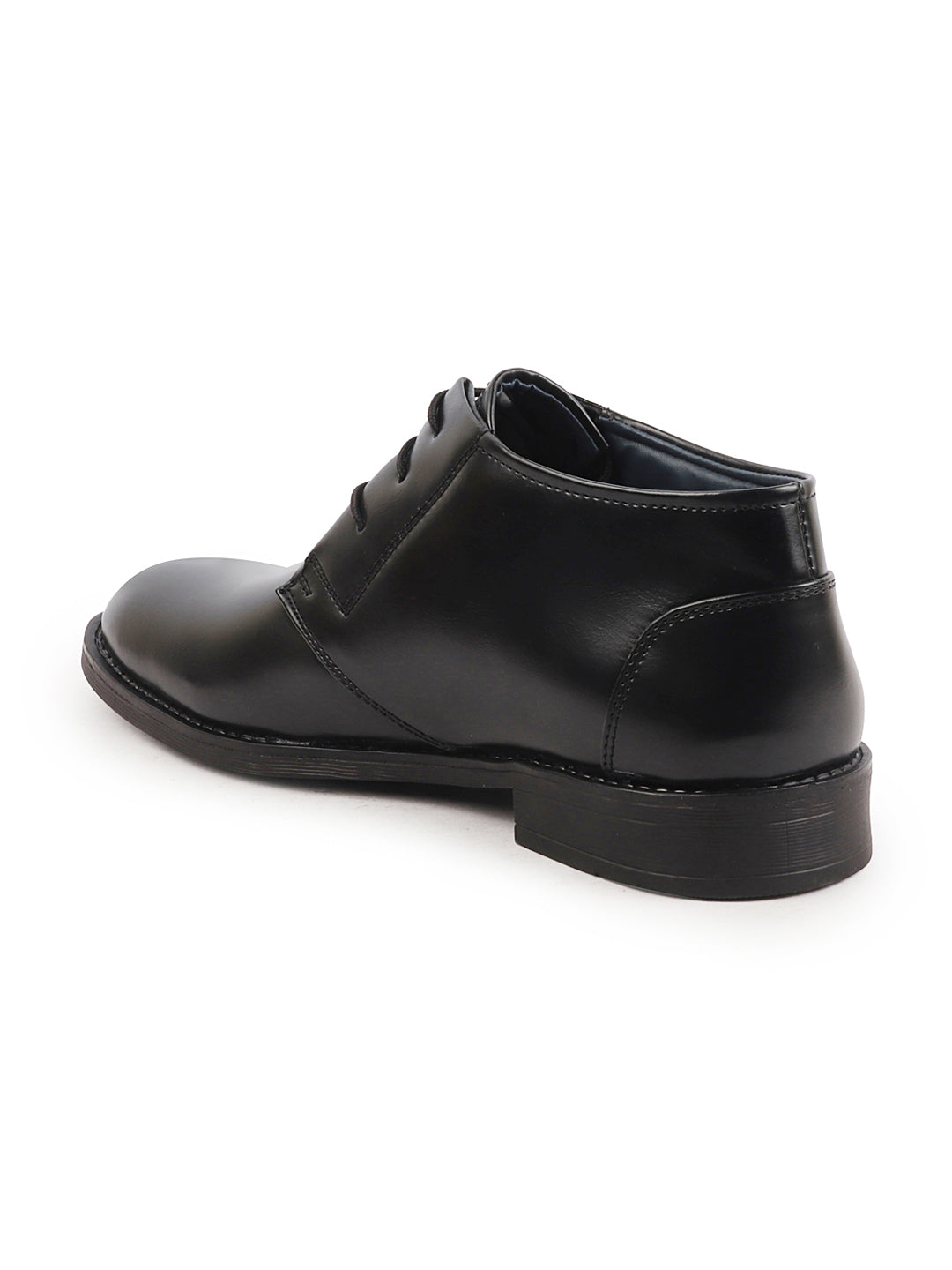Shop Men Black Classic Trendy Mid Ankle Lace Up Chukka Boot With TPR Welted Sole Online.