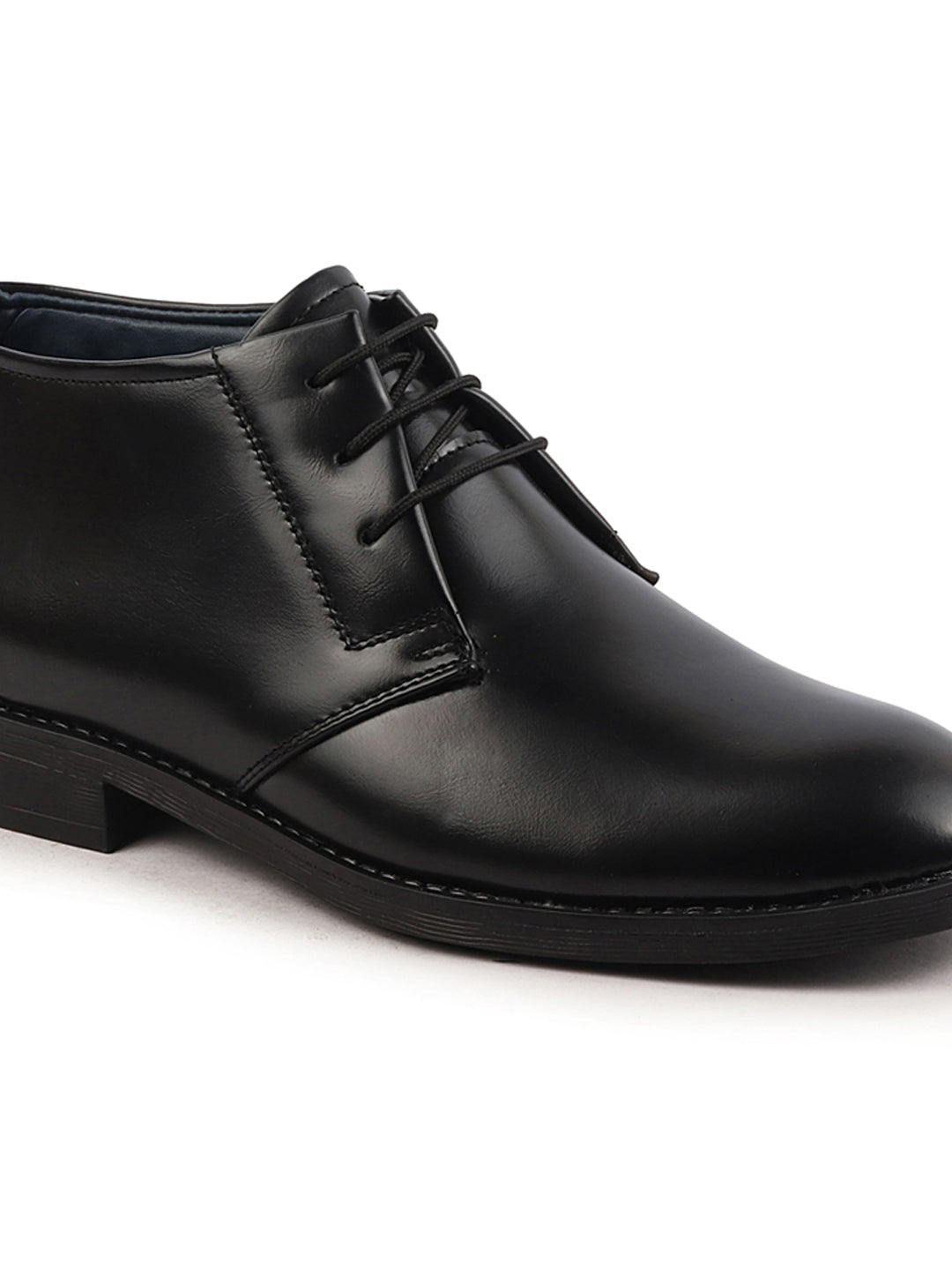 Shop Men Black Classic Trendy Mid Ankle Lace Up Chukka Boot With TPR Welted Sole Online.