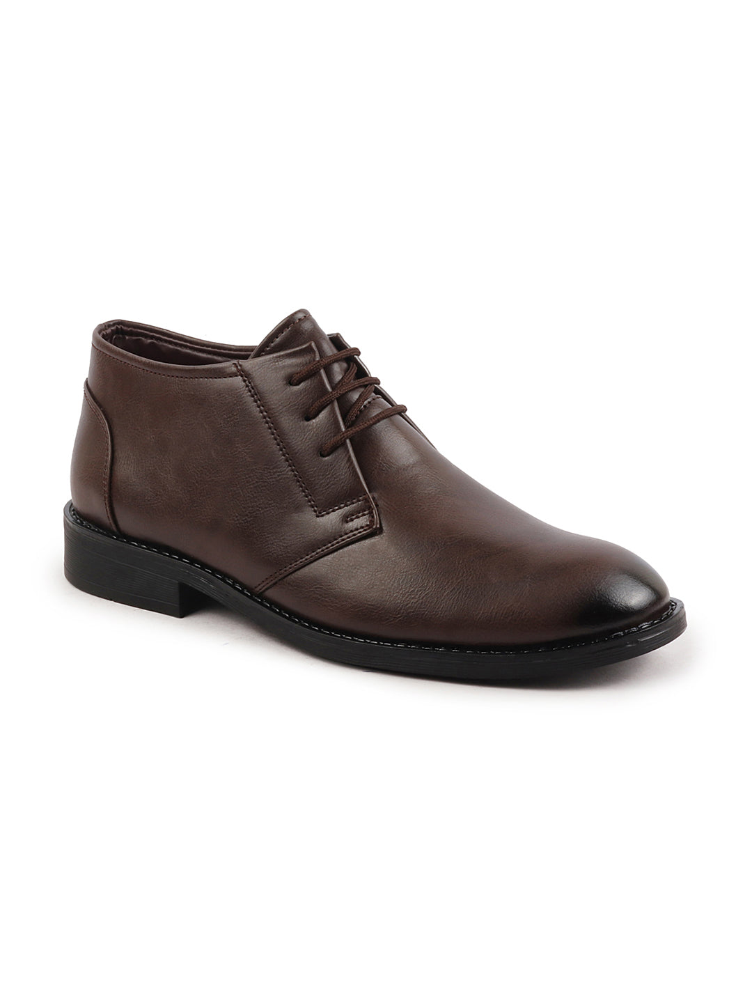 Shop Men Brown Classic Trendy Mid Ankle Lace Up Chukka Boot With TPR Welted Sole Online.