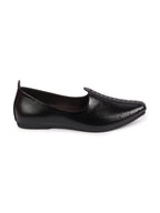 Shop Men Black Laser Cut Design Broad Feet Ethnic Slip On Wedding Juttis and Mojaris Online.