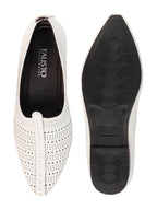 Shop Men White Laser Cut Design Broad Feet Ethnic Slip On Wedding Juttis and Mojaris Online.