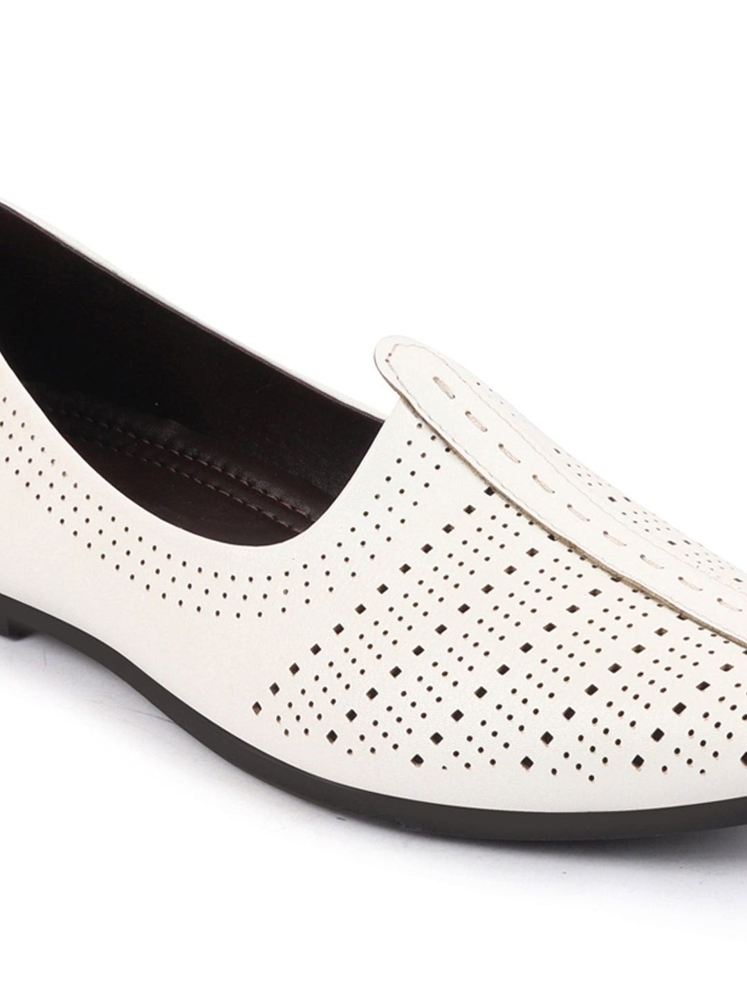 Shop Men White Laser Cut Design Broad Feet Ethnic Slip On Wedding Juttis and Mojaris Online.