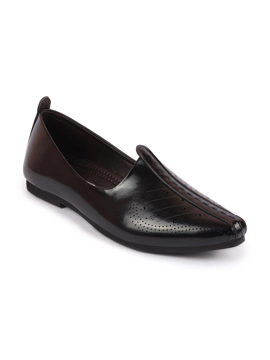 Shop Men Black Laser Cut Design Ethnic Slip On Wedding Juttis and Mojaris Online.