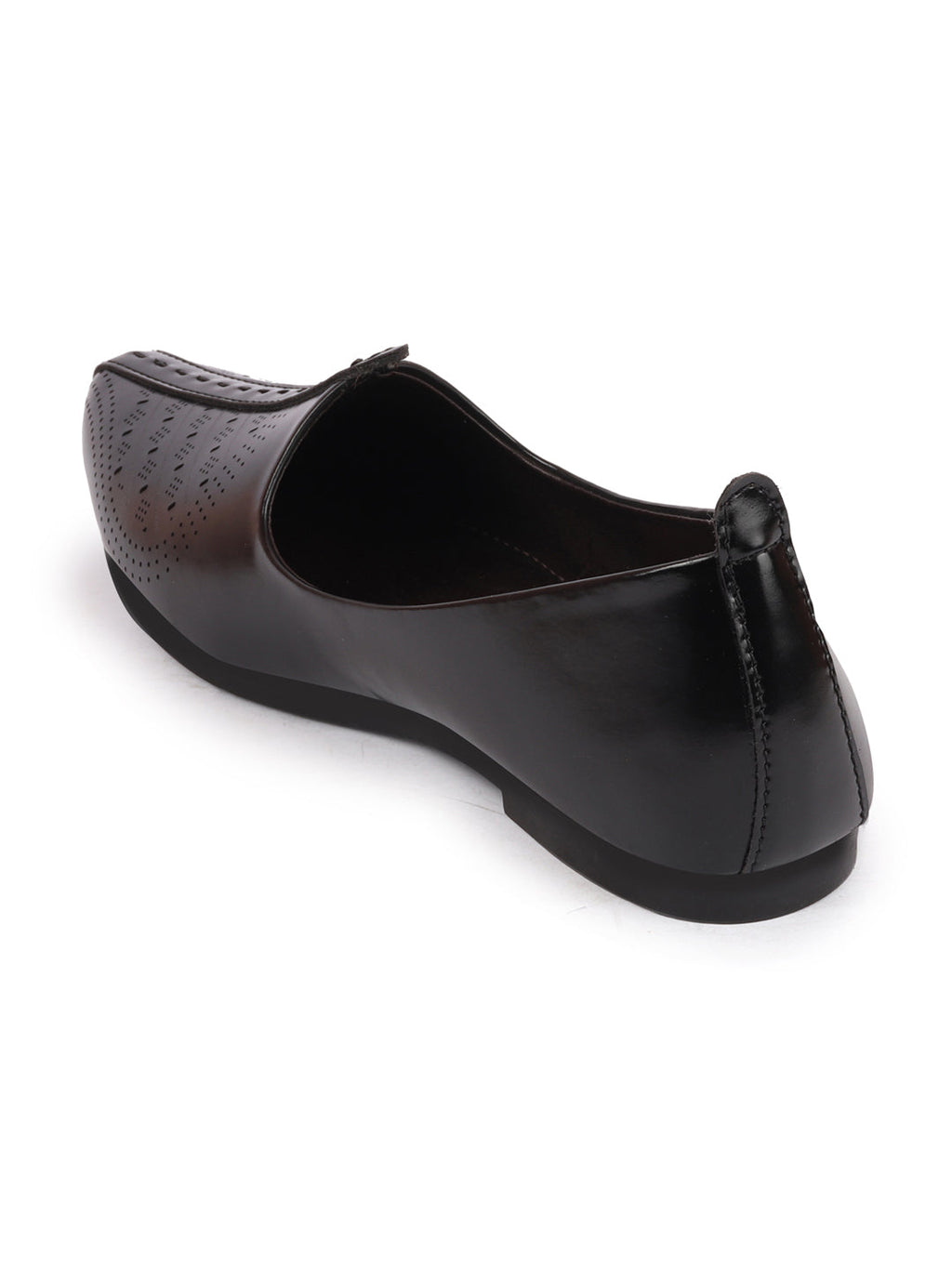 Shop Men Black Laser Cut Design Ethnic Slip On Wedding Juttis and Mojaris Online.