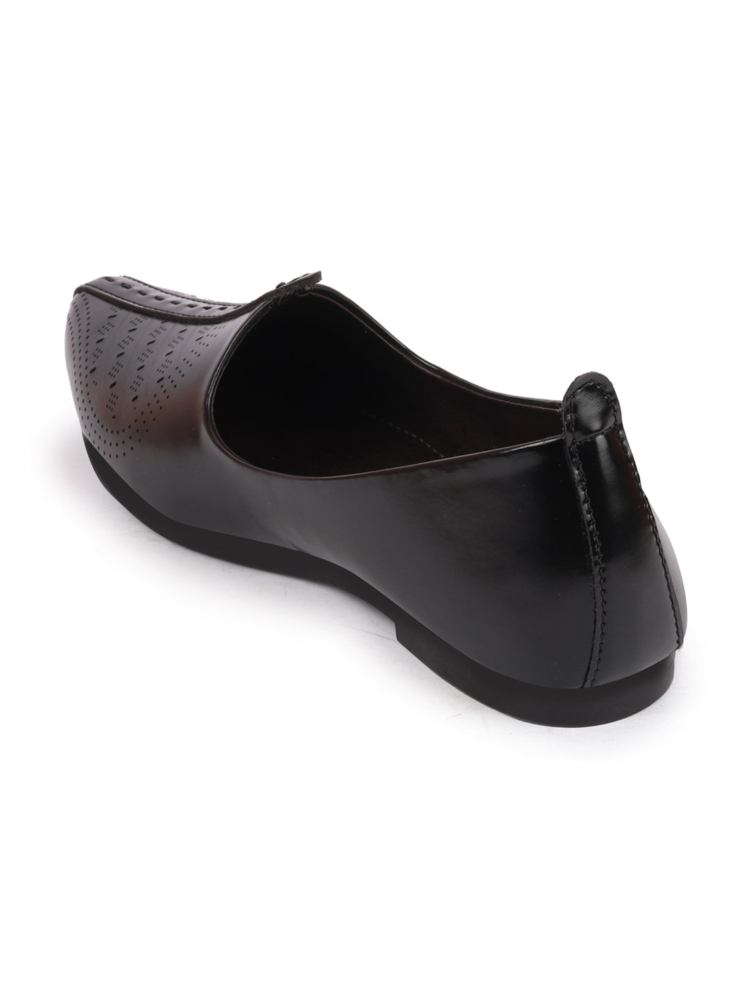 Shop Men Black Laser Cut Design Ethnic Slip On Wedding Juttis and Mojaris Online.
