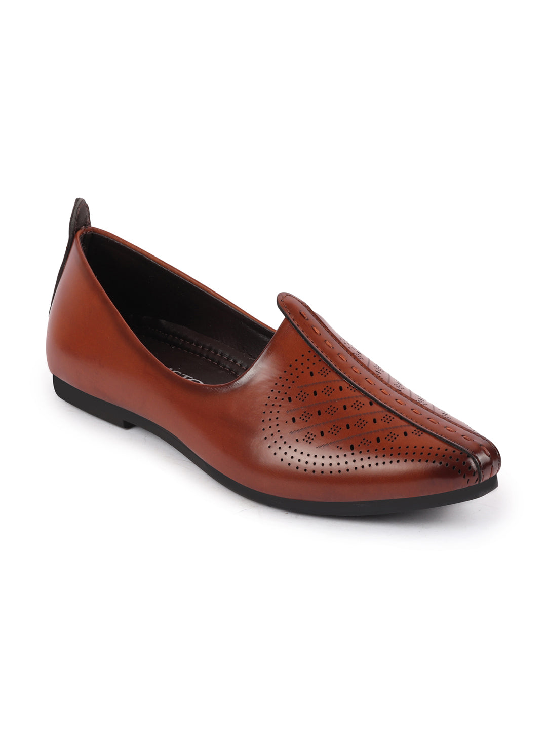 Shop Men Brown Laser Cut Design Ethnic Slip On Wedding Juttis and Mojaris Online.