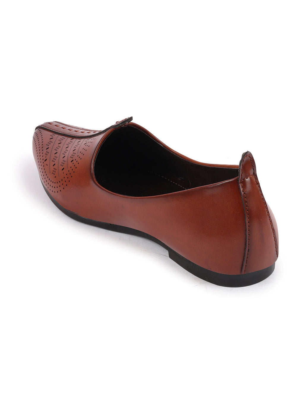 Shop Men Brown Laser Cut Design Ethnic Slip On Wedding Juttis and Mojaris Online.