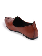 Shop Men Brown Laser Cut Design Ethnic Slip On Wedding Juttis and Mojaris Online.