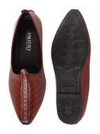 Shop Men Brown Laser Cut Design Ethnic Slip On Wedding Juttis and Mojaris Online.