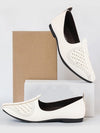 Shop Men White Laser Cut Design Ethnic Slip On Wedding Juttis and Mojaris Online.