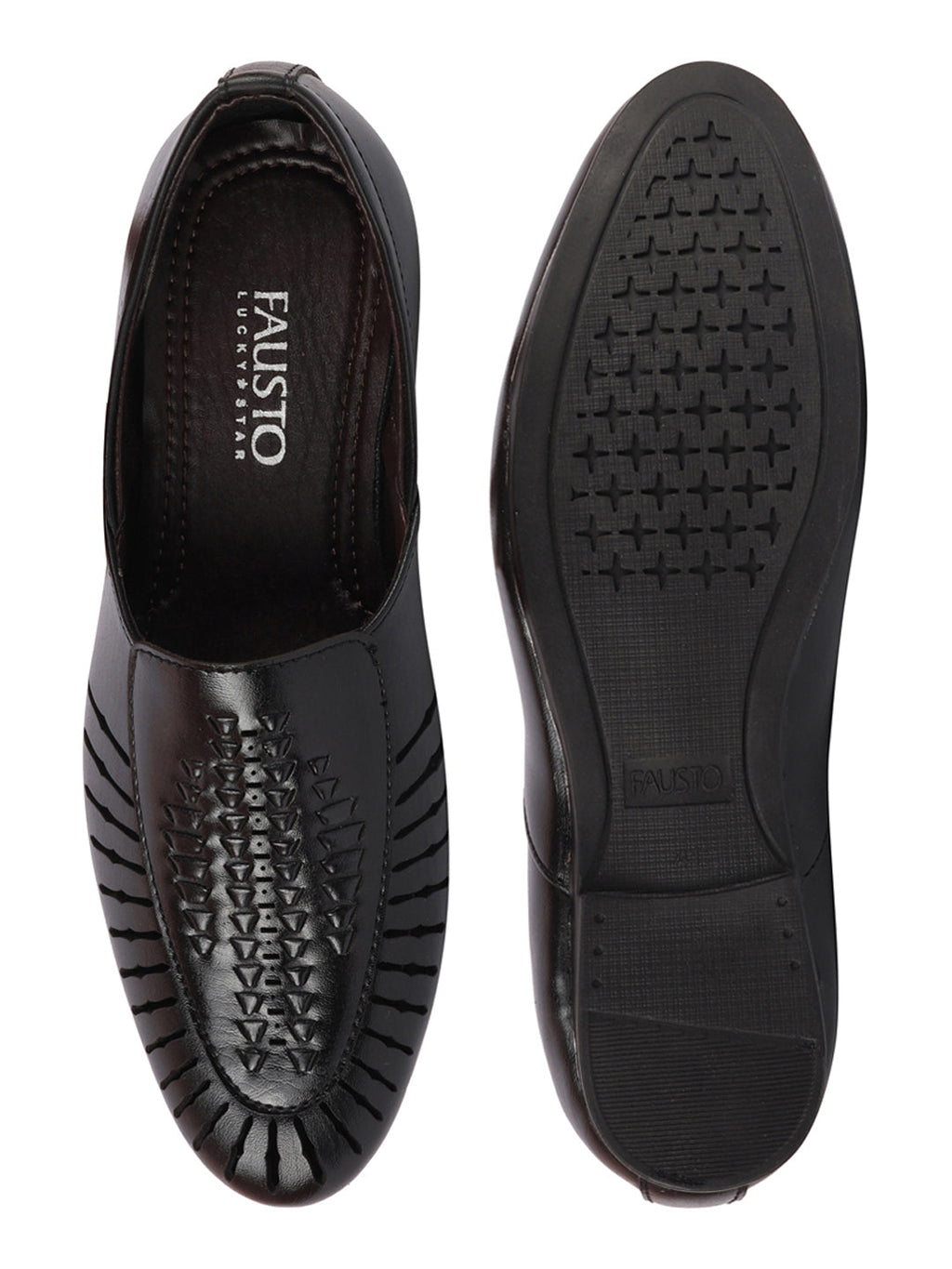shop men black laser cut design ethnic slip on party juttis and mojaris online.