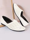 Shop Men White Laser Cut Knitted Design Ethnic Wedding Broad Feet Slip On Juttis and Mojaris Online.